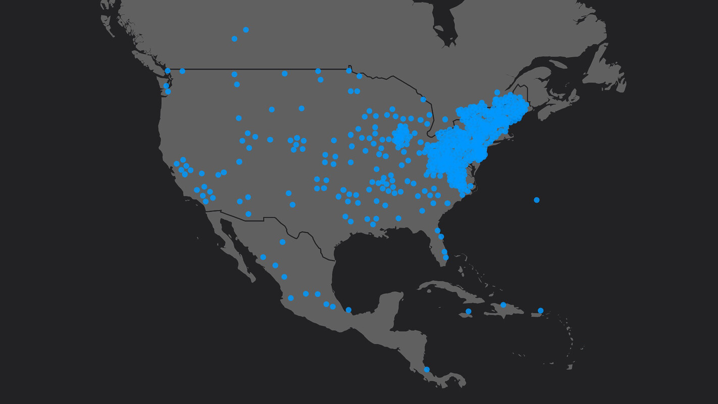 Qwilt edge CDN presence, with more than 1000 caches nodes worldwide, and more than 600 in the USA.